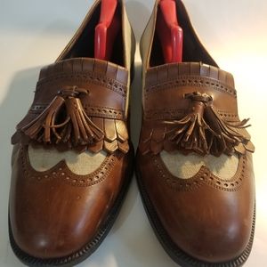 SOLD- Bragano Cole Haan Kilted Tassle Two Tone Loafer Made In Italy Size 13D